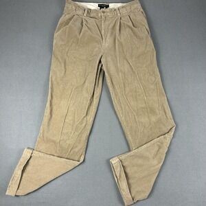 Banana Republic Smithfield Pants Mens 36L Tan Corduroy Pleated Back Flap Pockets